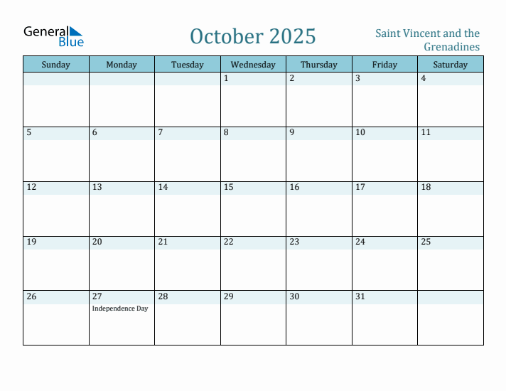 October 2025 Calendar with Holidays
