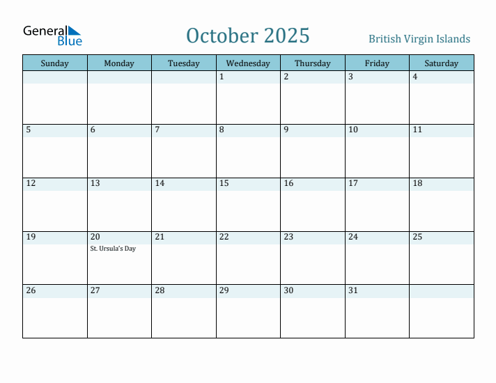 October 2025 Calendar with Holidays