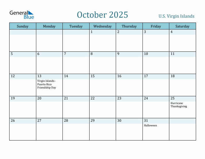 October 2025 Calendar with Holidays