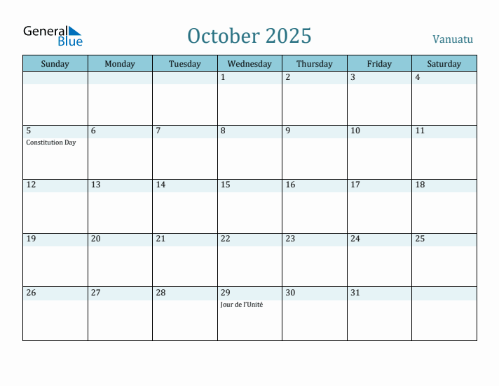 October 2025 Calendar with Holidays