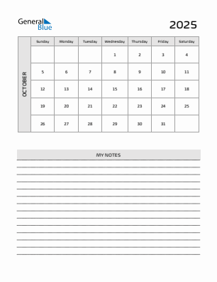 Current month calendar October 2025