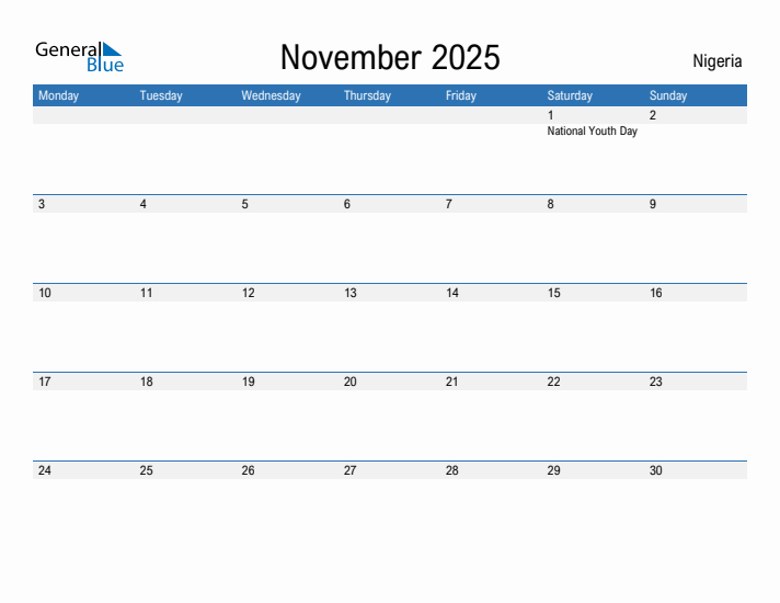 Fillable November 2025 Calendar