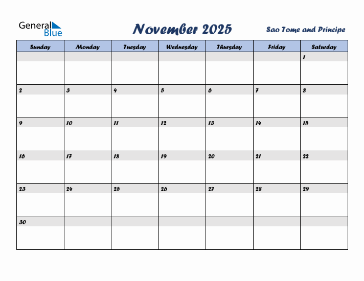 November 2025 Calendar with Holidays in Sao Tome and Principe