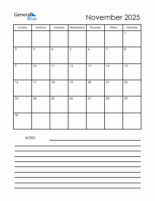 Last month calendar November 2025