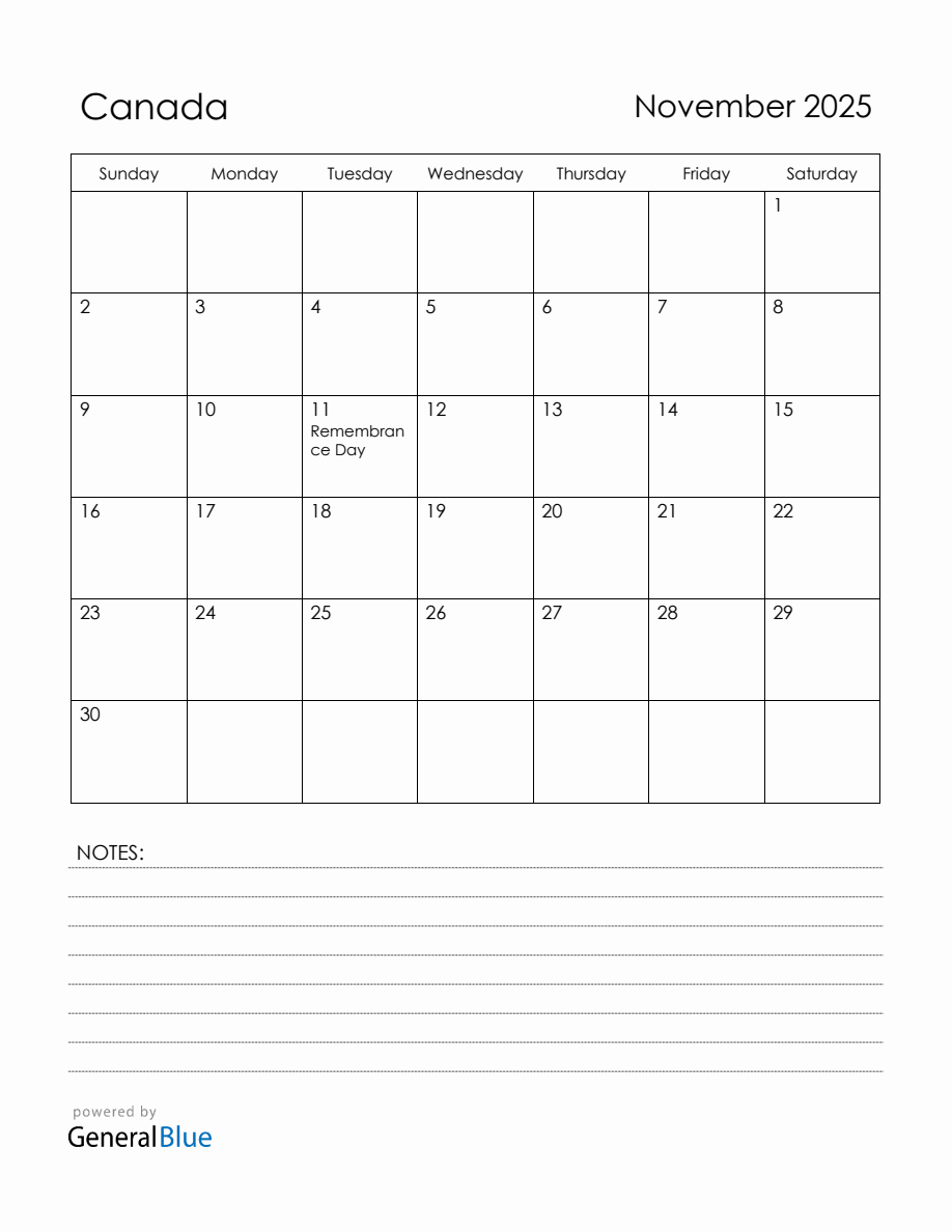 November 2025 Canada Calendar with Holidays november-2025-canada-calendar-with-holidays