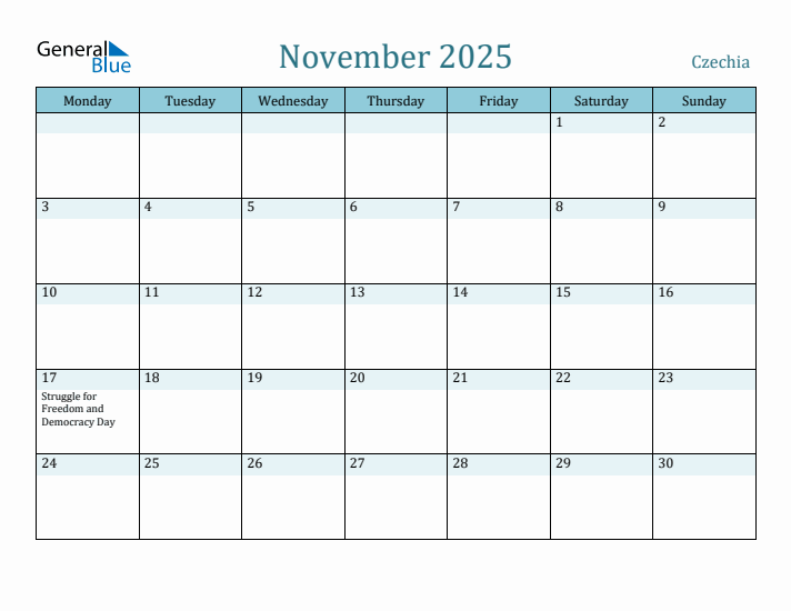 November 2025 Calendar with Holidays