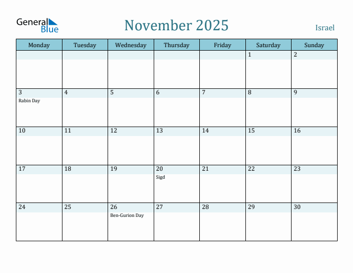 November 2025 Calendar with Holidays