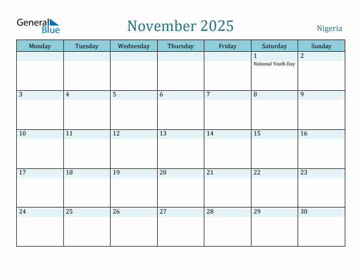 November 2025 Calendar with Holidays