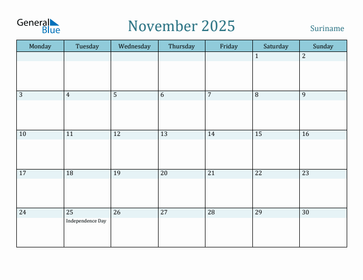 November 2025 Calendar with Holidays