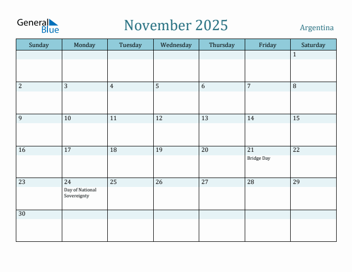 November 2025 Calendar with Holidays