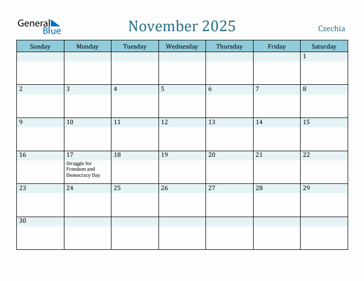 November 2025 Calendar with Holidays