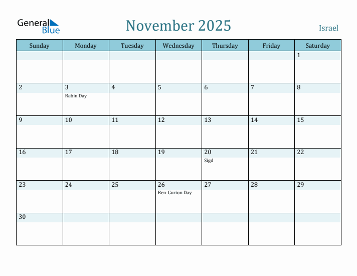 November 2025 Calendar with Holidays