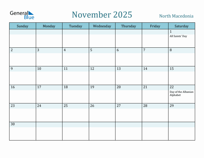 November 2025 Calendar with Holidays
