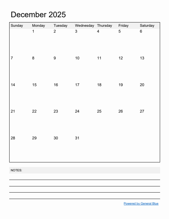 Current month calendar December 2025