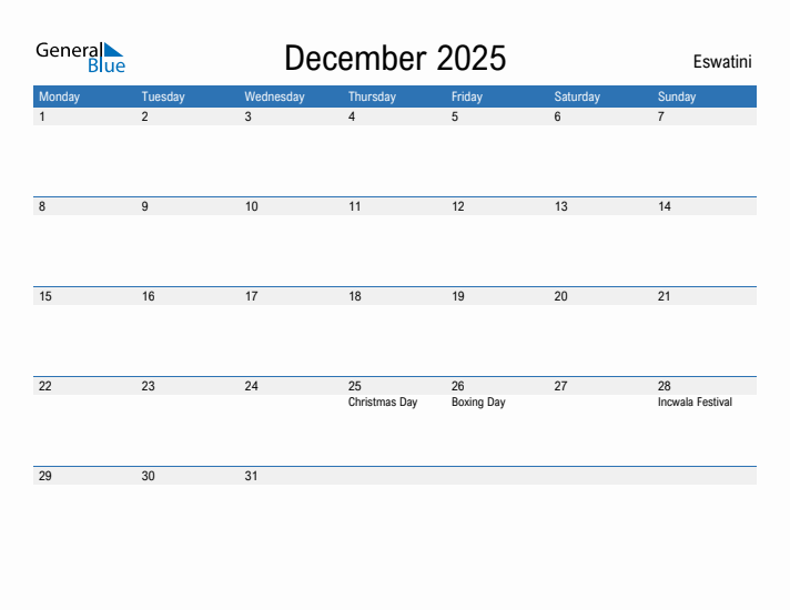 Fillable December 2025 Calendar