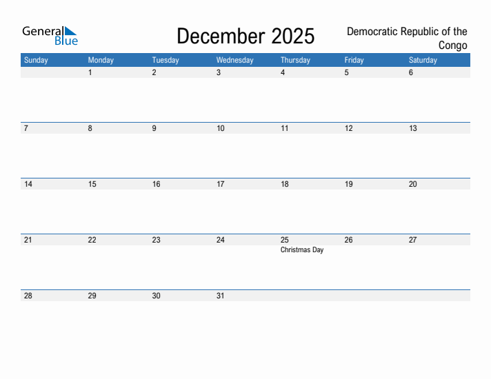 Fillable December 2025 Calendar