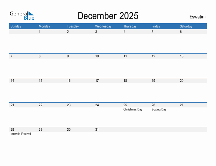 Fillable December 2025 Calendar