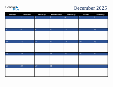 Next month calendar December 2025
