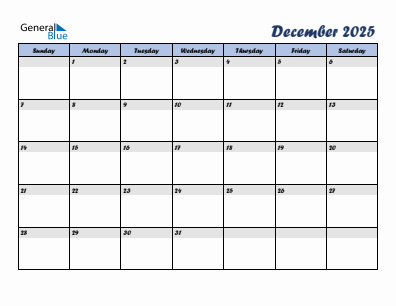 Next month calendar December 2025