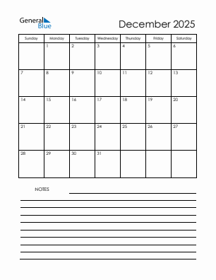 Next month calendar December 2025