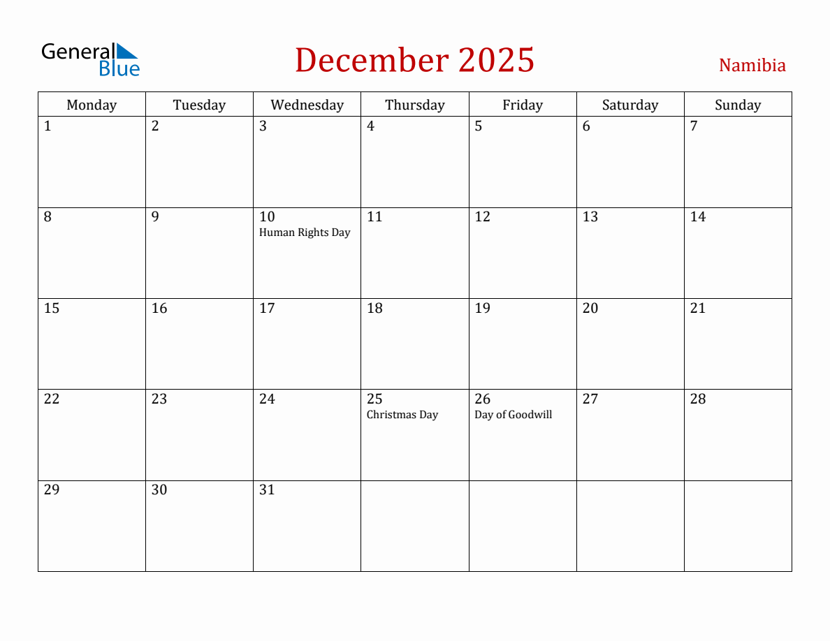 December 2025 Namibia Monthly Calendar With Holidays Monday Start december-2025-namibia-monthly-calendar-with-holidays-monday-start