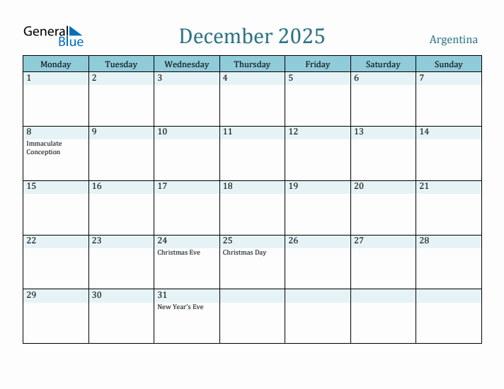 December 2025 Calendar with Holidays