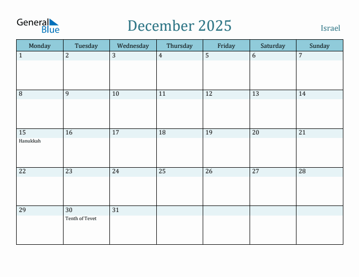 December 2025 Calendar with Holidays