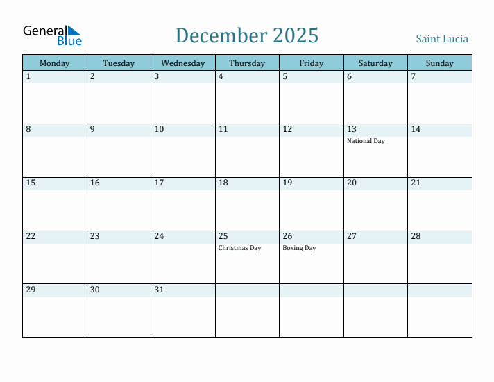 December 2025 Calendar with Holidays