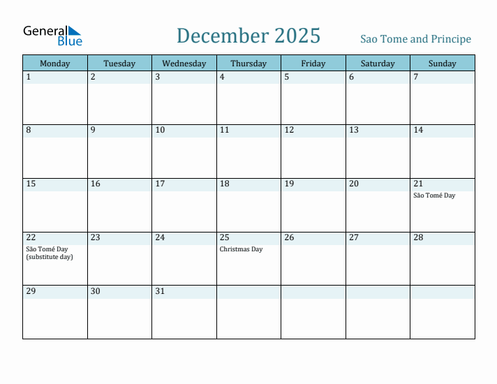 December 2025 Calendar with Holidays