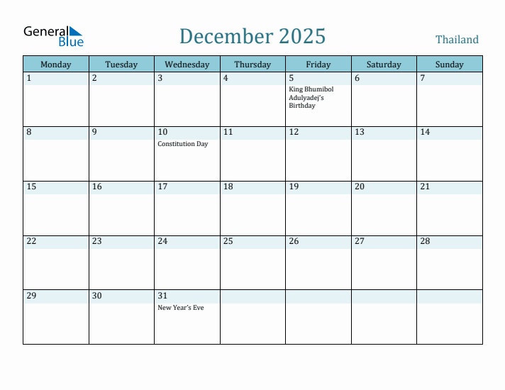 December 2025 Calendar with Holidays