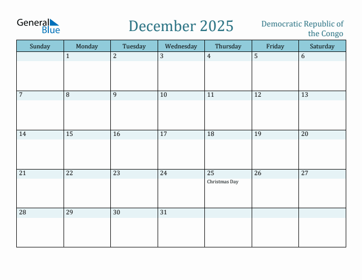 December 2025 Calendar with Holidays
