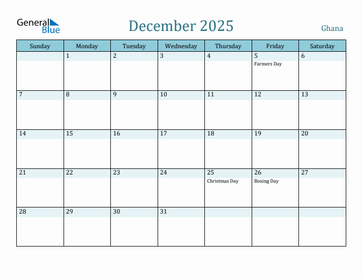 December 2025 Calendar with Holidays
