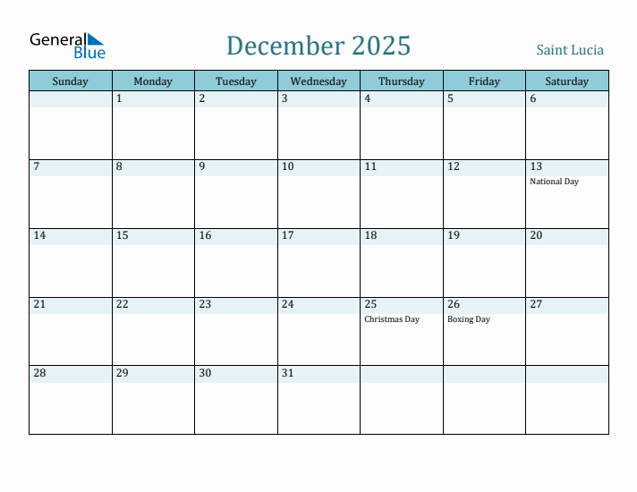 December 2025 Calendar with Holidays