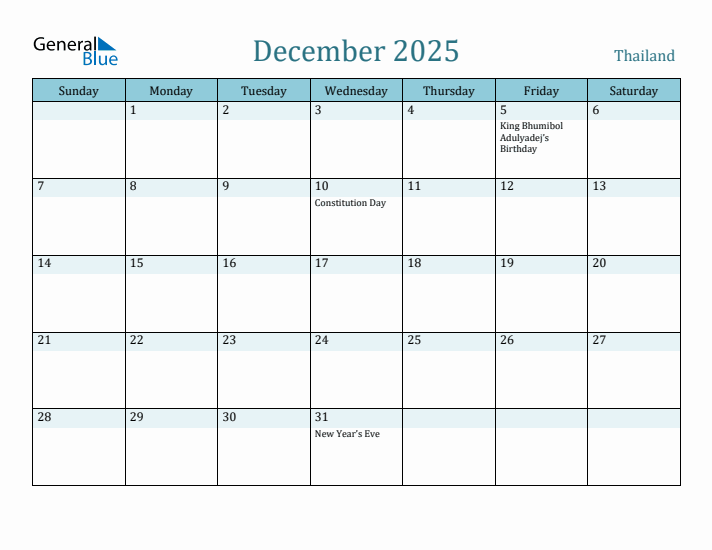 December 2025 Calendar with Holidays