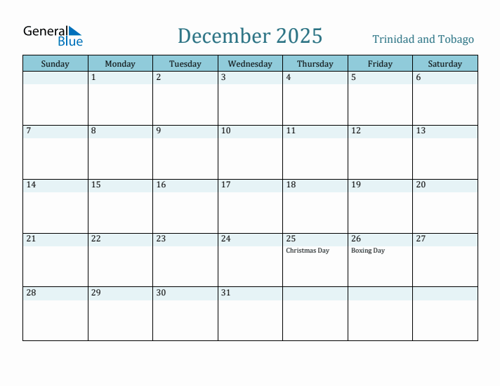 December 2025 Calendar with Holidays