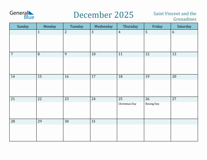 December 2025 Calendar with Holidays