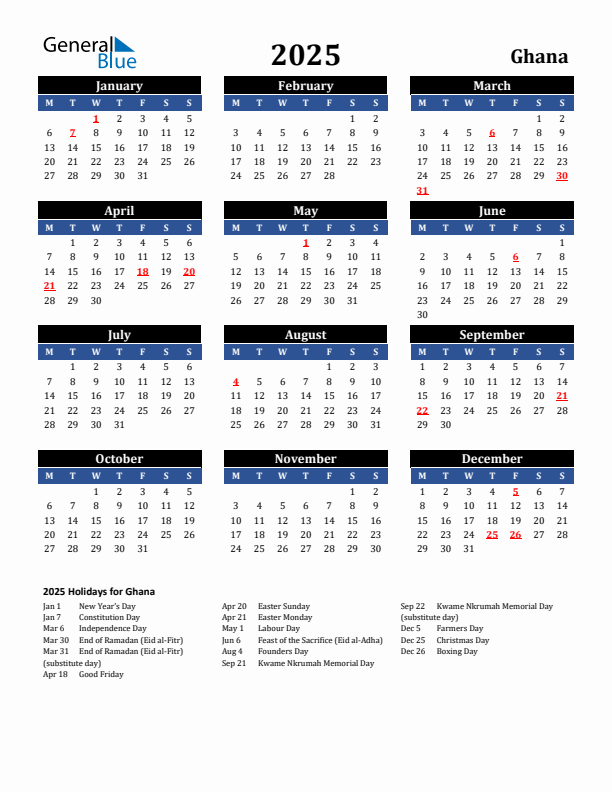 2025 Ghana Holiday Calendar