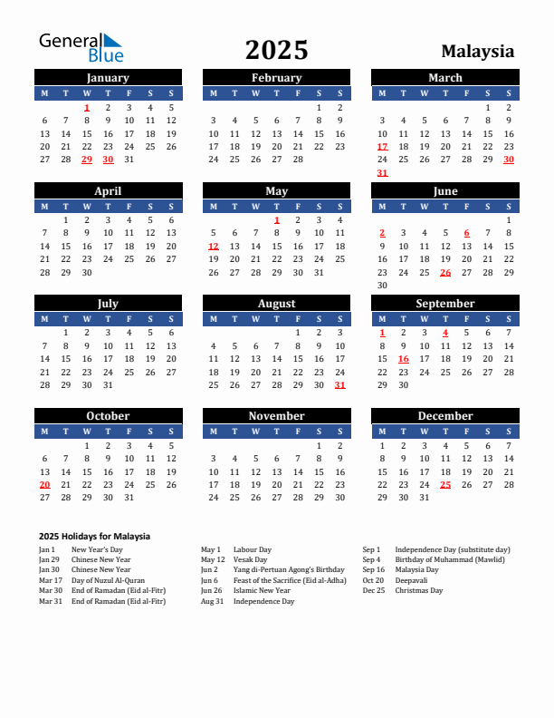 2025 Malaysia Holiday Calendar