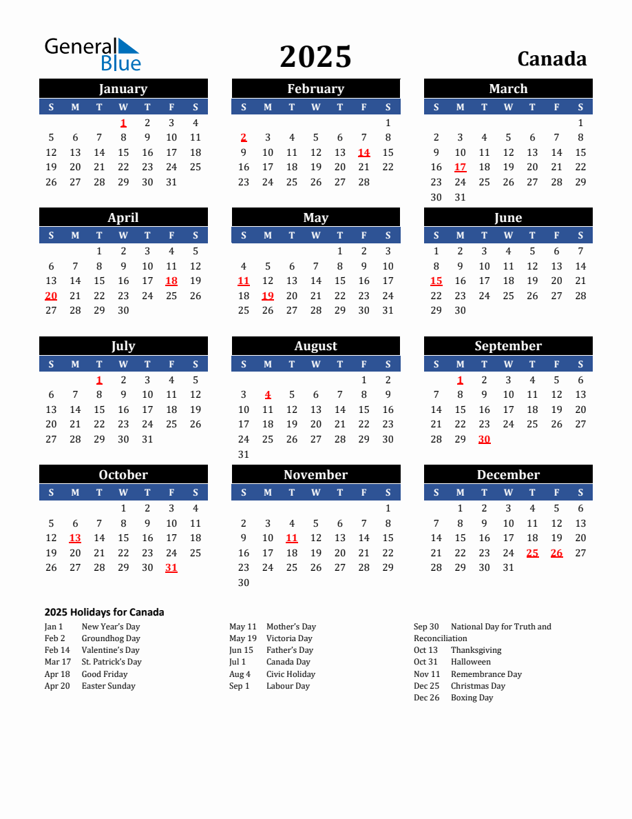 2025 Canada Holiday Calendar 2025-canada-holiday-calendar