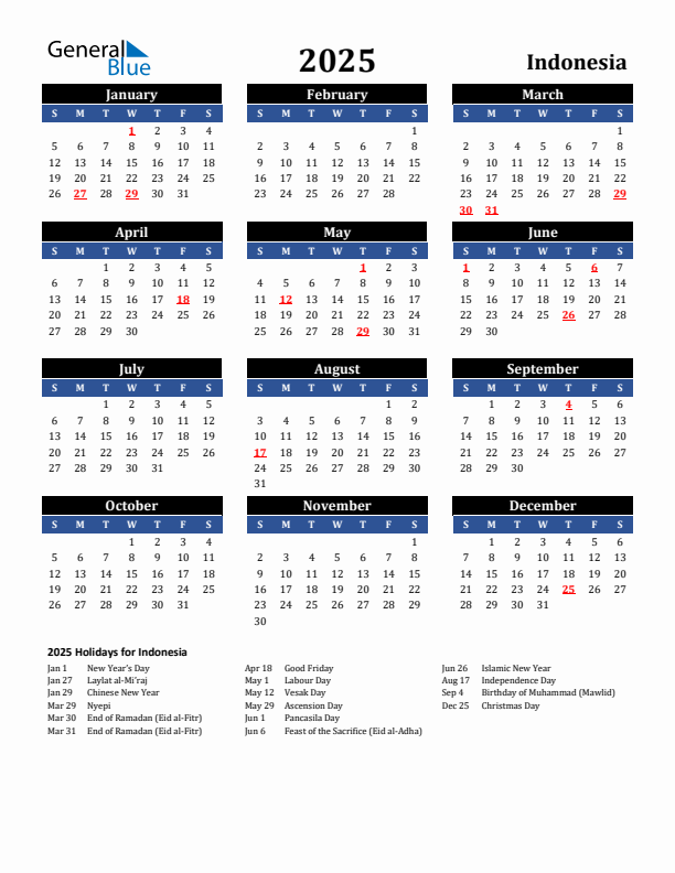 2025 Indonesia Holiday Calendar