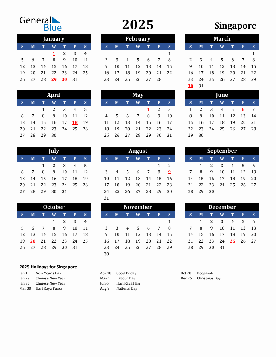 2025 Singapore Holiday Calendar 2025-singapore-holiday-calendar
