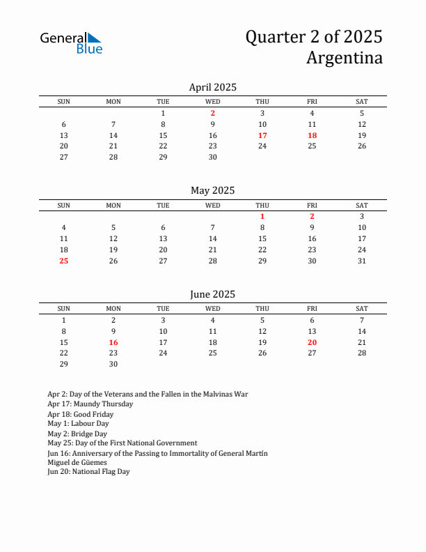 Quarter 2 2025 Argentina Quarterly Calendar