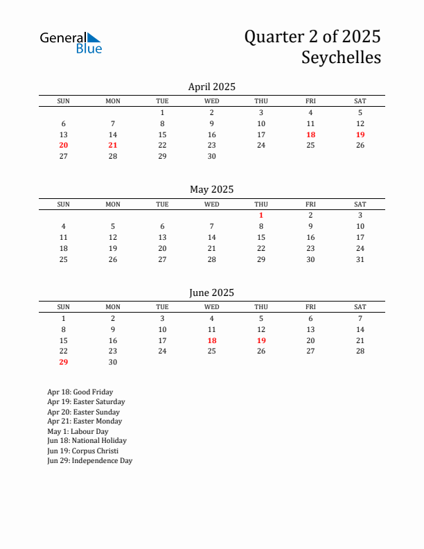Quarter 2 2025 Seychelles Quarterly Calendar