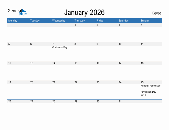 Fillable January 2026 Calendar