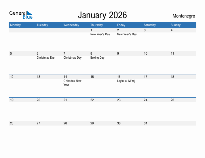 Fillable January 2026 Calendar