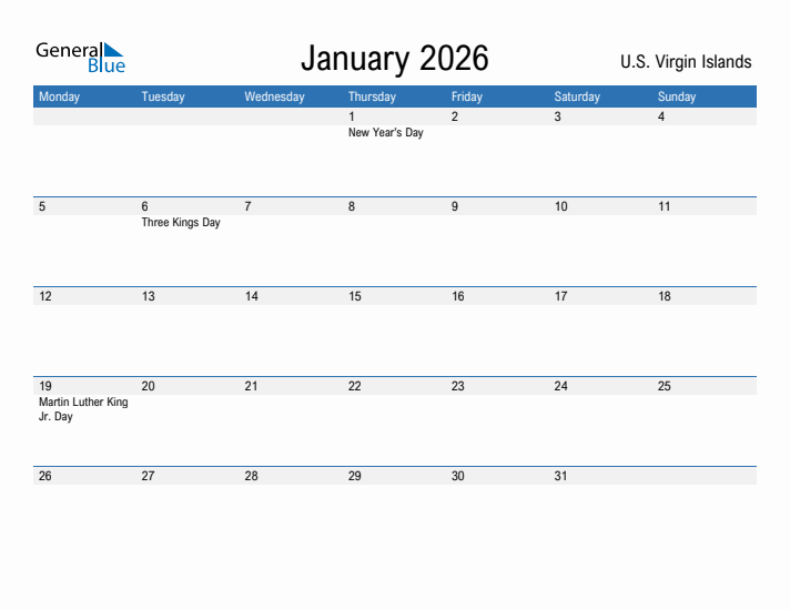 Fillable January 2026 Calendar