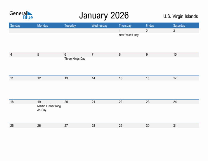 Fillable January 2026 Calendar