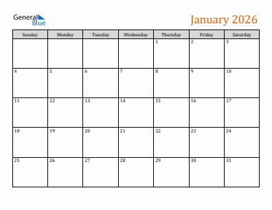Last month calendar January 2026