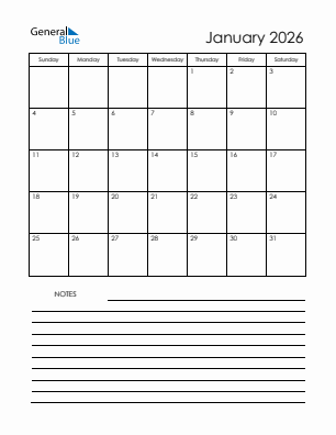 Next month calendar January 2026