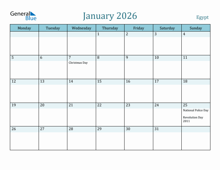 January 2026 Calendar with Holidays